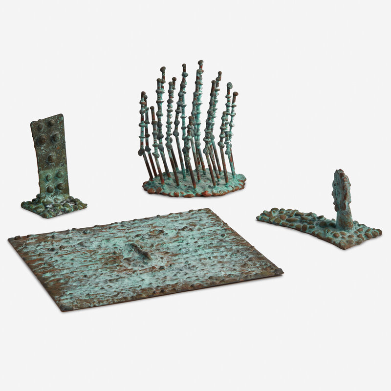 Klaus Ihlenfeld, ‘Corn Mask, and three others’, Sculpture, Four bronzes with green patina, Freeman's