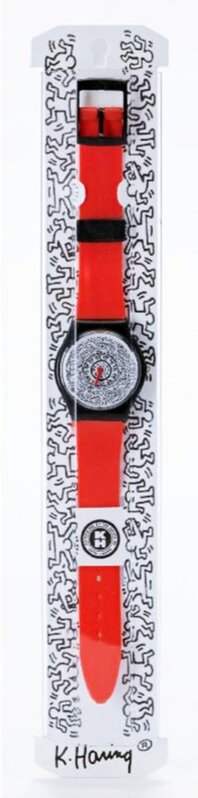 Keith Haring, ‘Keith Haring Running Time Wrist Watch (Red)’, ca. 1992, Fashion Design and Wearable Art, Official mixed media wrist watch. numbered., Alpha 137 Gallery Gallery Auction