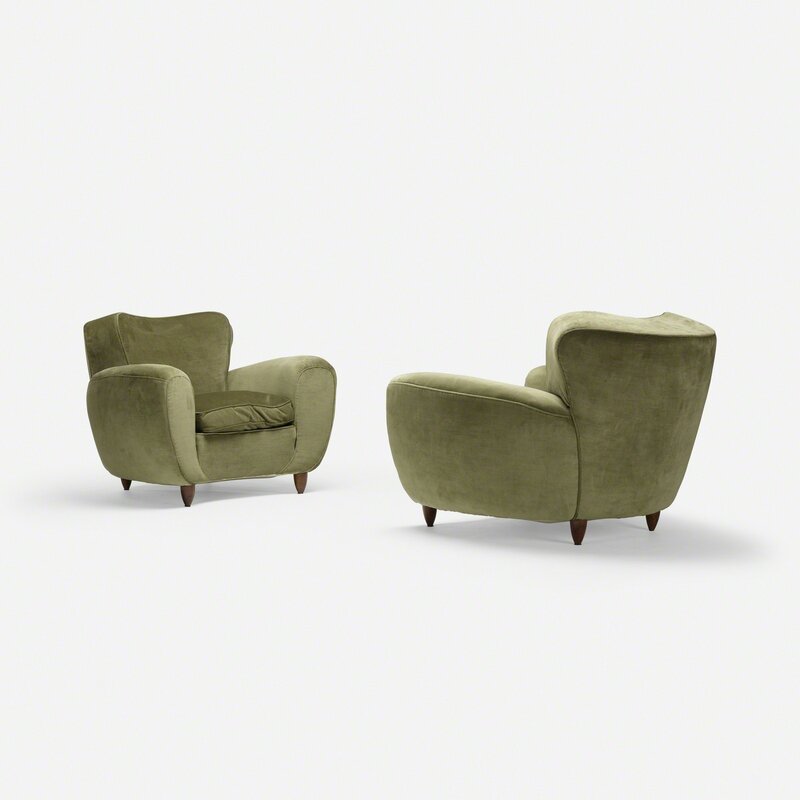 Attributed to Guglielmo Ulrich, ‘lounge chairs, pair’, c. 1940, Design/Decorative Art, Upholstery, beech, Rago/Wright/LAMA/Toomey & Co.