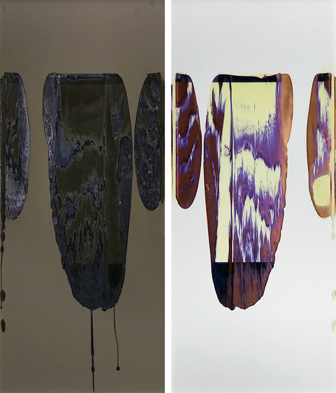 Ellen Carey, ‘Negative Pull with Mixed and Offset Pods’, 2011, Print, Two Polaroid prints, CLAMP