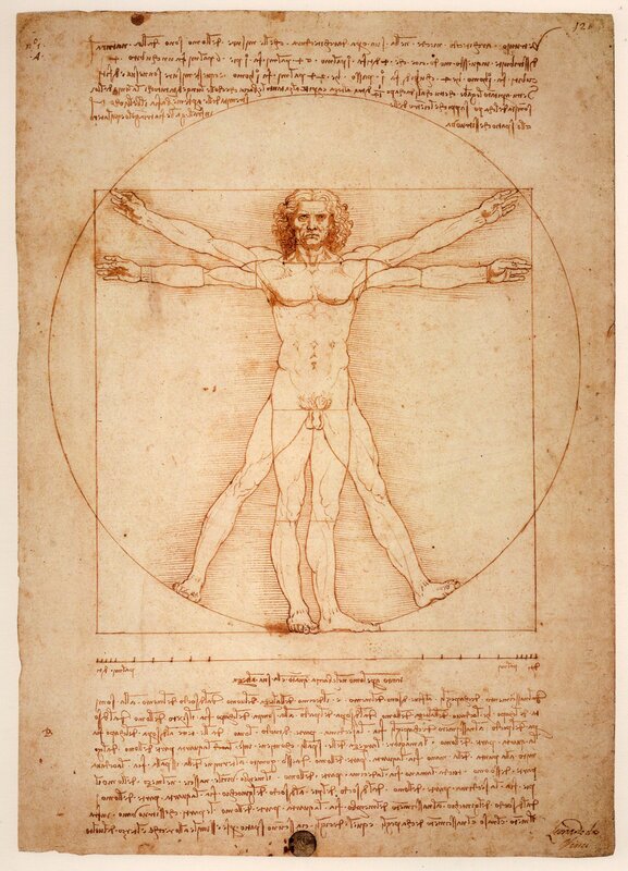 Leonardo da Vinci, ‘Vitruvian Man’, ca. 1409, Drawing, Collage or other Work on Paper, Ink, Art History 101