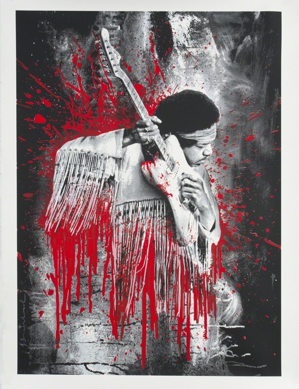 Mr. Brainwash, ‘Jimi Hendrix (Red)’, 2015, Print, Screenprint on paper, Julien's Auctions