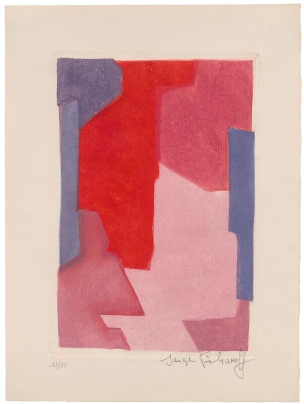 Serge Poliakoff, ‘Composition mauve, bleue et rouge’, 1964, Drawing, Collage or other Work on Paper, Colour aquatint on BFK Rives Paper, Ludorff