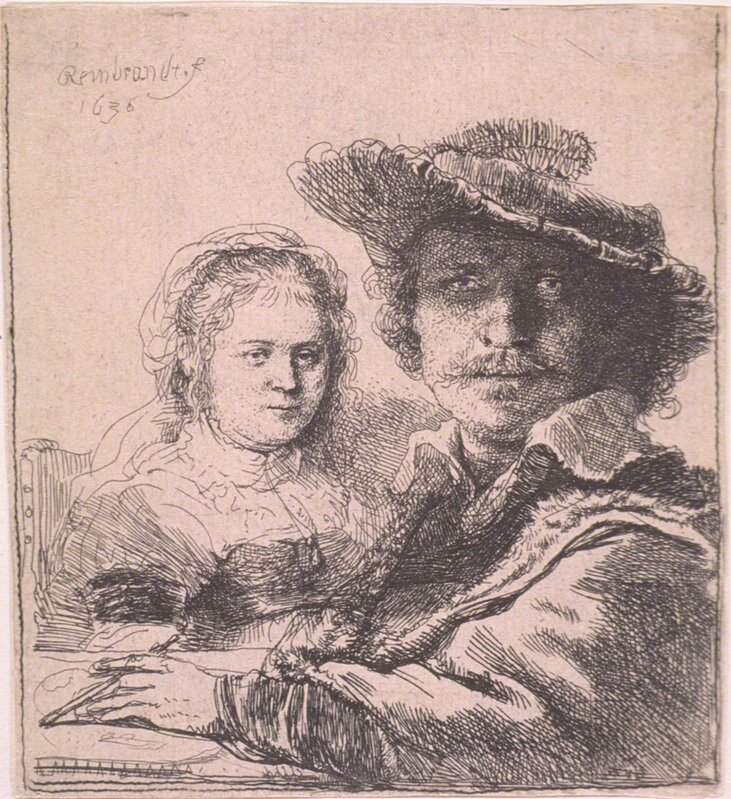 Rembrandt van Rijn, ‘Self-portrait with Saskia’, 1636, Other, Etching, Seattle Art Museum