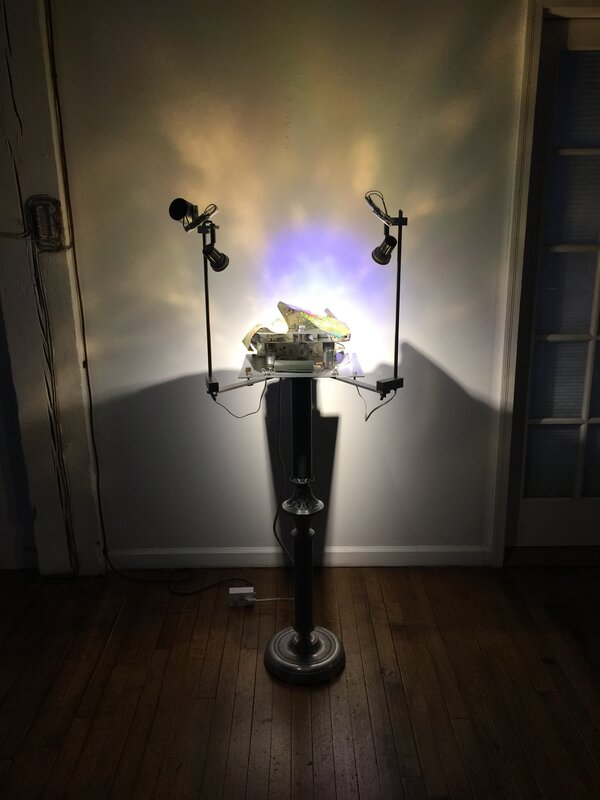 Gary Justis, ‘Cold Fire’, 2014, Sculpture, Aluminum, wood, LED light, Mylar, motors, Manneken Press