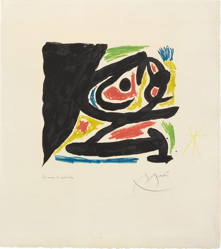 Joan Miró, ‘cover for Maîtres-Graveurs Contemporains (Contemporary Master Engravers) (M. 682, C. bks 132)’, 1970, Print, Lithograph in colors, on Arches paper, with full margins., Phillips