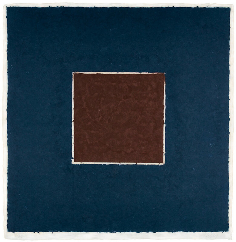 Ellsworth Kelly, ‘Colored Paper Image XX (Brown Square with Blue), from Colored Paper Images’, 1976, Print, Colored and pressed paper pulp, the full sheet, Upsilon Gallery