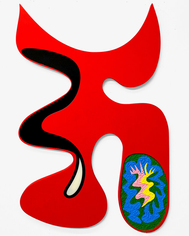 Carlos Rosales-Silva, ‘Diablo en el Jardin’, 2019, Painting, Crushed stone, acrylic paint, and acrylic plastic on custom shaped panel, Ruiz-Healy Art