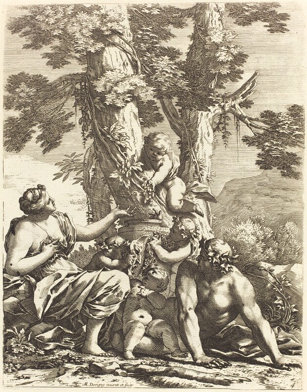 Michel Dorigny, ‘Bacchanal with Seated Bacchante’, 1650s, Print, Etching with engraving on laid paper, National Gallery of Art, Washington, D.C.