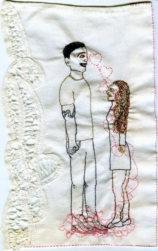 Iviva Olenick, ‘Walk into me’, 2012, Textile Arts, Embroidery on antique fabric, Muriel Guépin Gallery