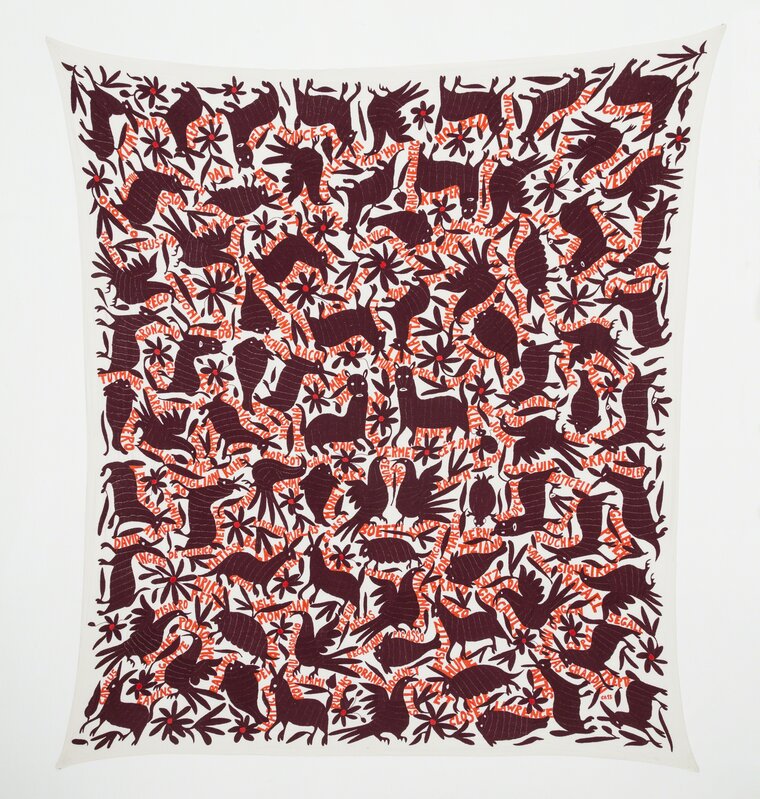 Carlos Castro Arias, ‘200 Pintores’, 2013, Textile Arts, Embroidery intervened from San Pablito Pahuatlán, MARSO