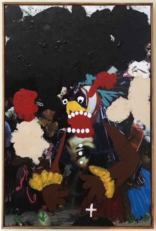 Milo Matthieu, ‘Vuu Duu’, 2018, Painting, Resin coated paper, oil stick, and acrylic on wood panel, BAM Benefit Auction