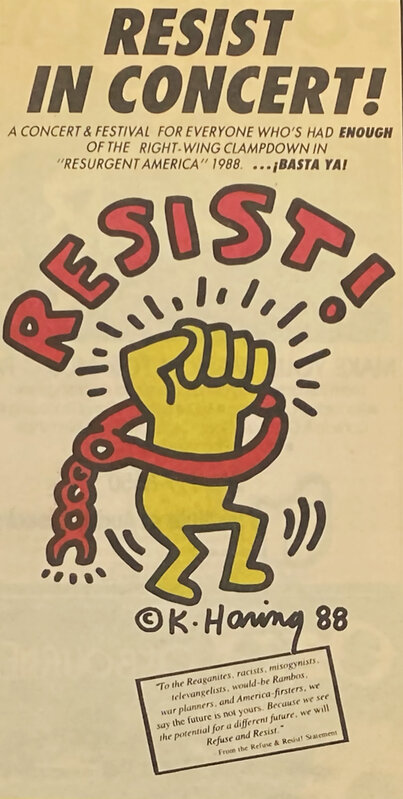 Keith Haring, ‘Keith Haring Resist in Concert! announcement 1988’, 1988, Ephemera or Merchandise, Newspaper, Lot 180 Gallery