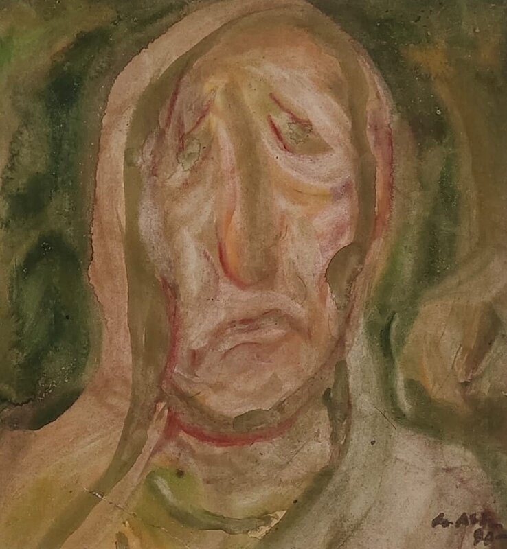 Gobardhan Ash, ‘Face, Gouache on Paper by Modern Indian Artist "In Stock"’, 1955-1985, Painting, Gouache on Paper, Gallery Kolkata