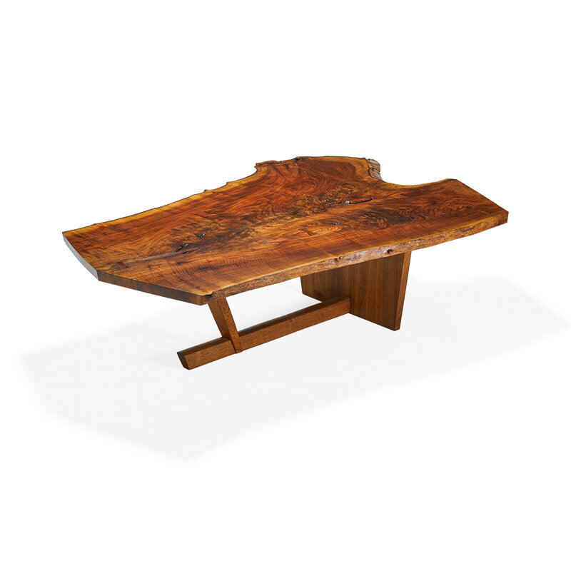 Mira Nakashima, ‘Exceptional Sanso table with single slab top, New Hope, PA’, 1994, Design/Decorative Art, Claro walnut, walnut, rosewood, Rago/Wright/LAMA/Toomey & Co.