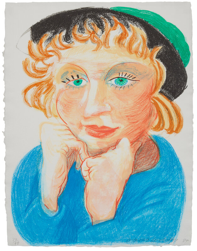 David Hockney, ‘Celia with Green Hat’, 1984, Print, Color lithograph, Freeman's | Hindman