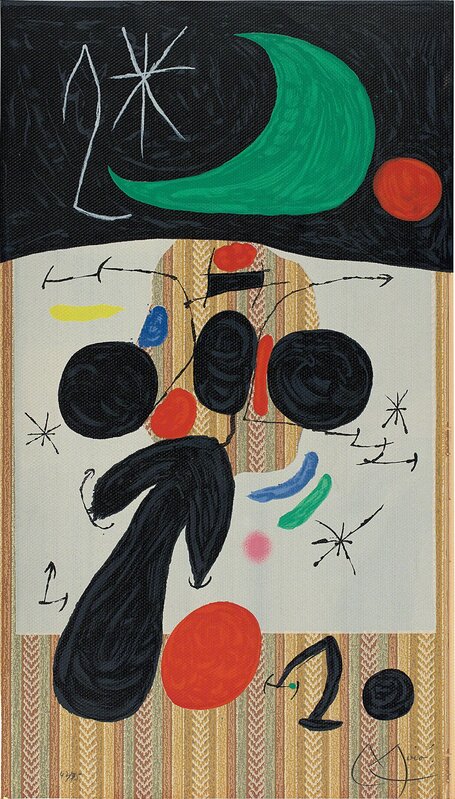 Joan Miró, ‘Intérieur et nuit (Interior and Night)’, 1969, Print, Lithograph in colors, on textured wallpaper, the full sheet., Phillips