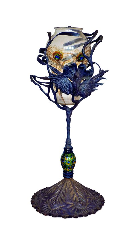 Umberto Bellotto et Atelier de Guiseppe Barovier, ‘Vase «Plume de paon» (Peacock feather vase)’, c. 1914, Design/Decorative Art, Murano glass, cast iron, Musée d'Orsay