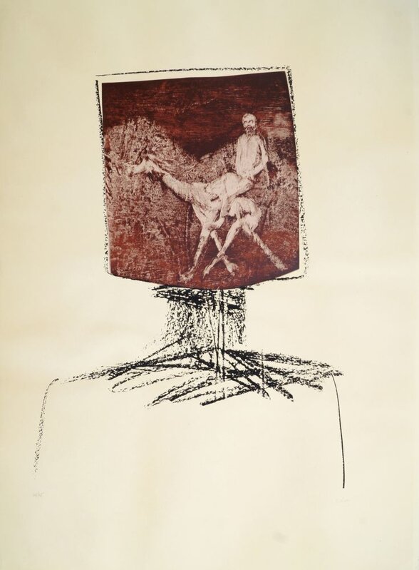 Sidney Nolan, ‘Ned Kelly with Burke and Camel’, 1965, Print, Lithograph with screenprint in colours on wove, Roseberys