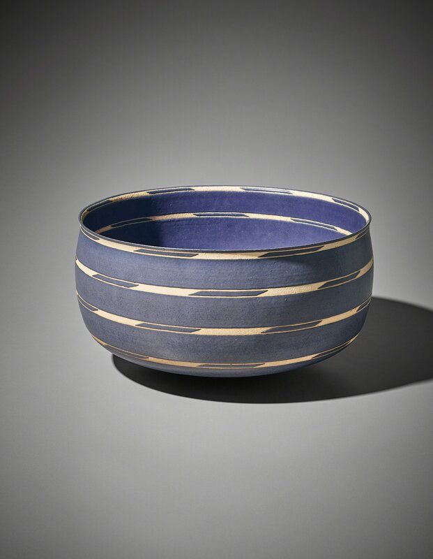 Alev Ebüzziya Siesbye, ‘Bowl’, 1985, Design/Decorative Art, Stoneware, dark blue glaze with a masked design, Phillips
