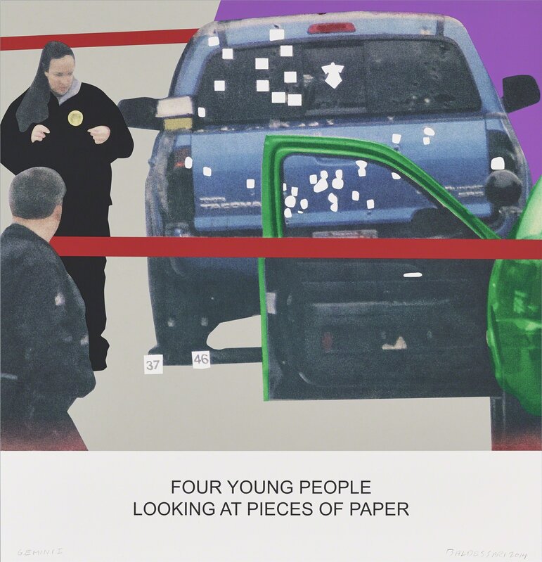 John Baldessari, ‘The News: Four Young People Looking at Pieces of Paper’, 2014, Print, 20-color screenprint, Gemini G.E.L. at Joni Moisant Weyl