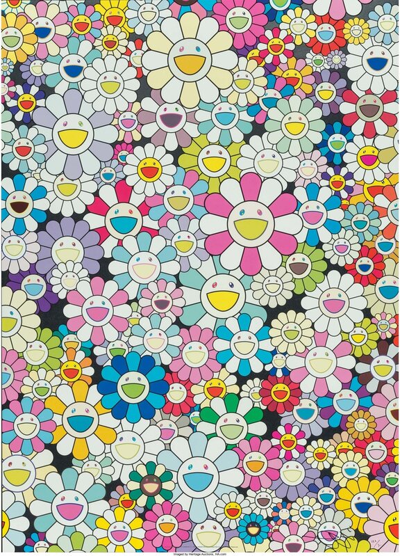 Takashi Murakami, ‘An Homage to Monogold 1960 C, An Homage to Monopink 1960 C, An Homage to Yves Klein, Multicolor C, and An Homage to IKB 1957 (four works)’, 2012, Print, Offset lithographs in colors, Heritage Auctions