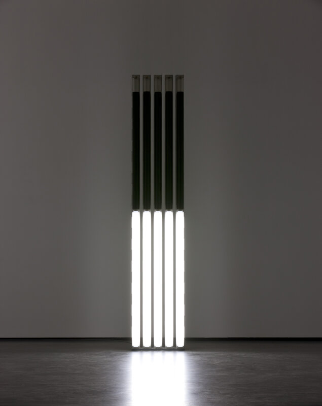 Andrei Molodkin, ‘Vertical of Power’, 2013, Sculpture, Acrylic tuves filled with Crude Oil, fluorescent tubes, Wooson Gallery