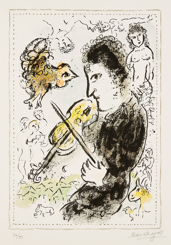 Marc Chagall, ‘Le Violoniste au coq (The Violinist with the Rooster) (M. 1000)’, 1982, Lithograph in colors, on Arches paper, with full margins., Phillips