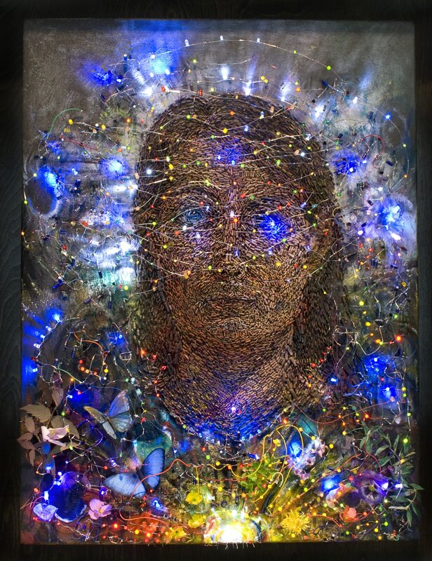 Kelly Heaton, ‘Self Portrait (Resisto Ergo Sum)’, 2005-2012, Painting, Electronics and oil on canvas, Ronald Feldman Gallery