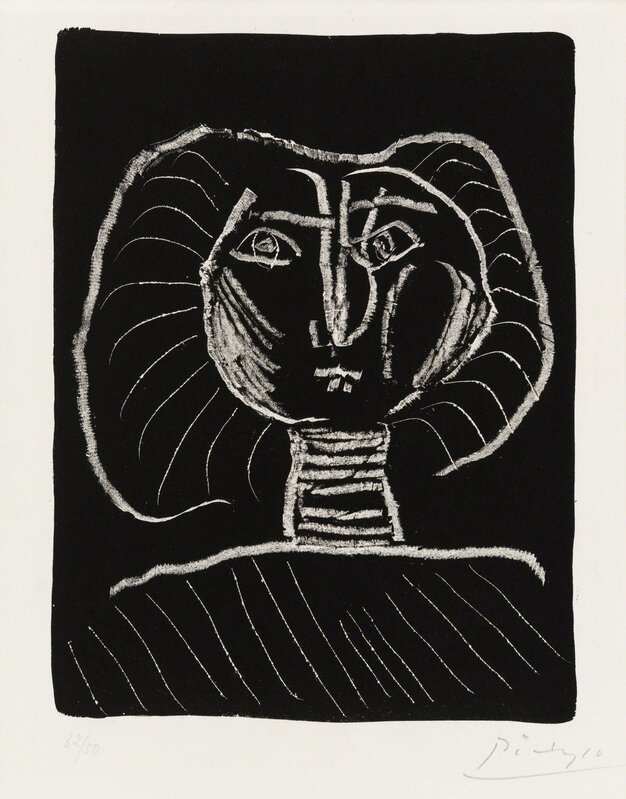 Pablo Picasso, ‘Woman's Head on a Black Background’, 1945, Lithograph, Christopher-Clark Fine Art