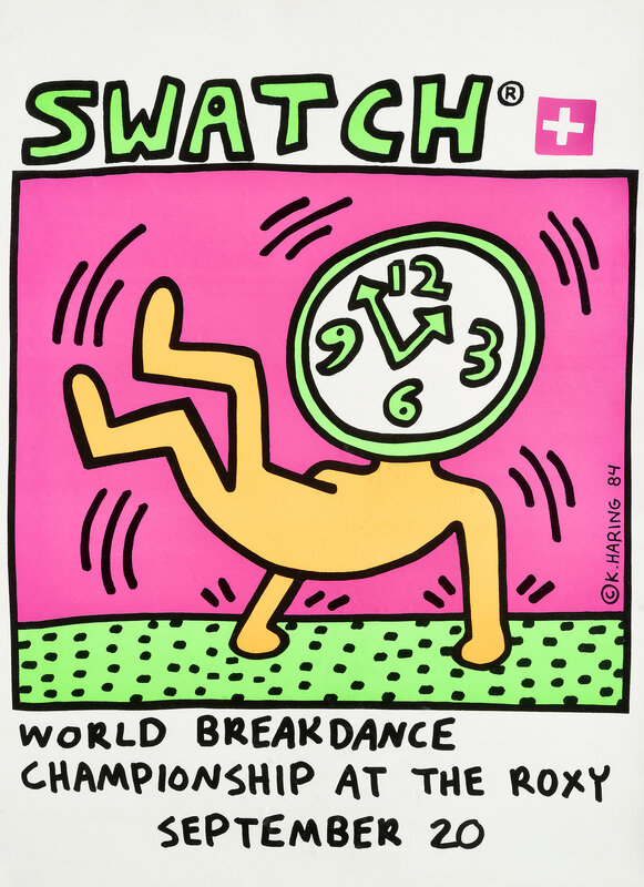 Keith Haring, ‘Swatch World Breakdancing Championship At The Roxy’, 1984, Print, Offset lithograph in colours on paper, Tate Ward Auctions