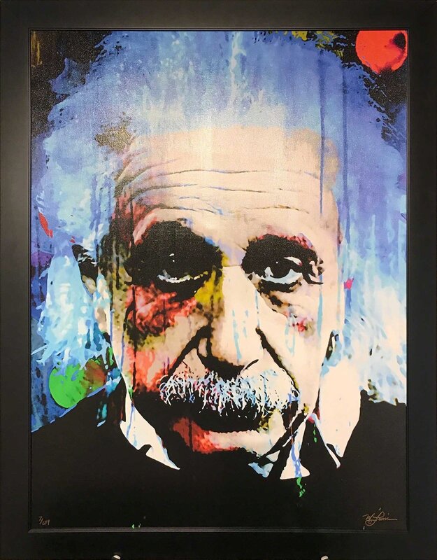 Mark Lewis (b. 1958), ‘Limited Edition Giclee 'Questioning Tomorrow - Albert Einstein' Celebrity Pop Art, Famous People Artwork’, 2017, Print, Canvas Giclee (Ltd Ed of 249), Fringe Gallery