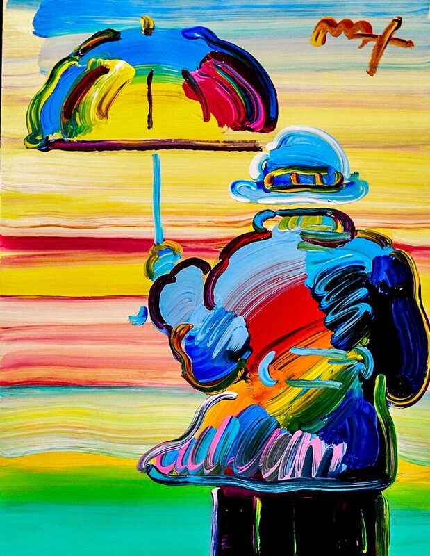 Peter Max, ‘Umbrella Man on Blend’, 2010, Mixed Media, Mixed Media on Paper, Ethos Contemporary Art