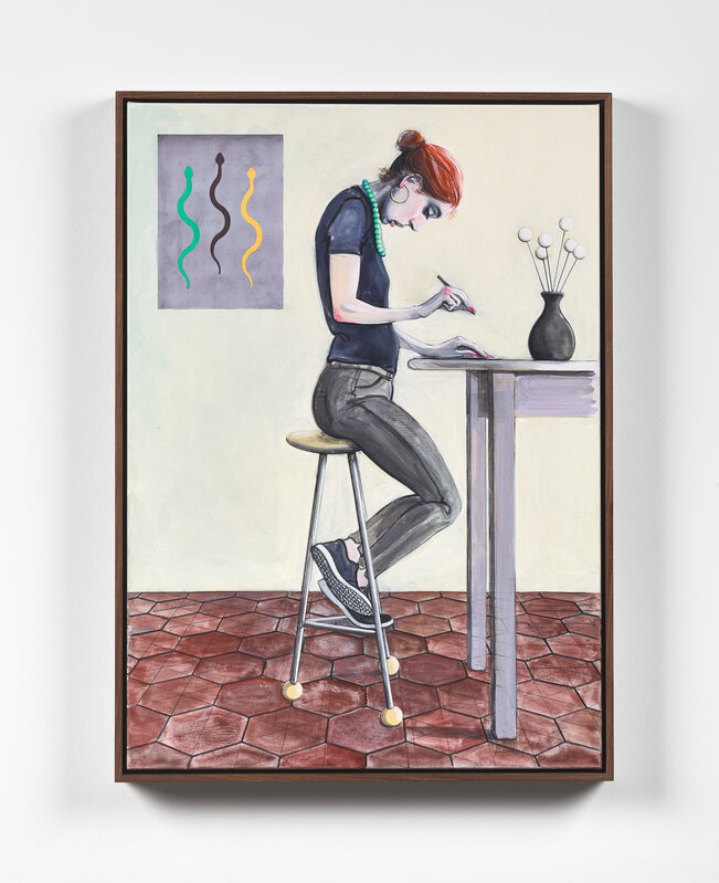 Charles Avery, ‘Untitled (Miss Miss Composing)’, 2023, Painting, Acrylic on linen, Ingleby Gallery