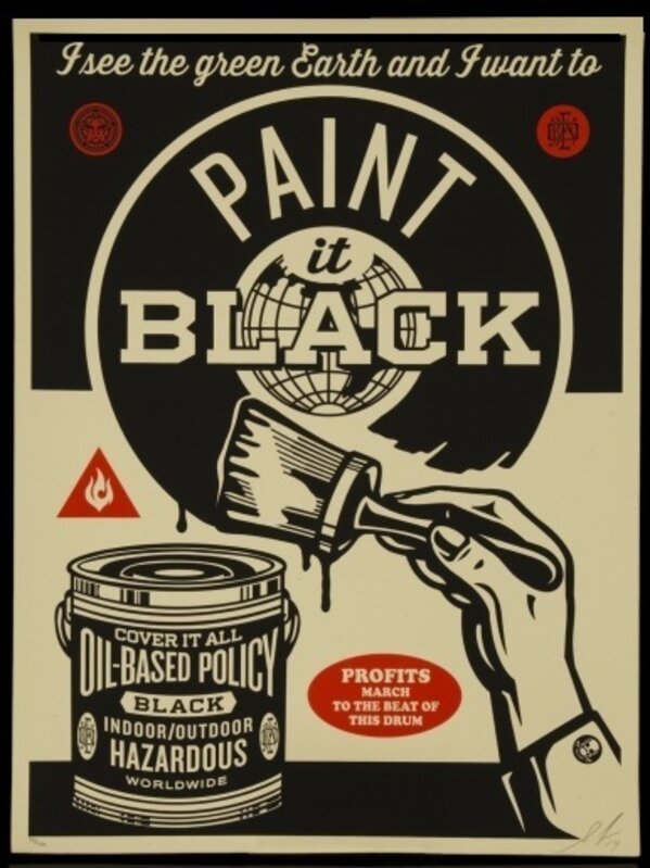 Shepard Fairey, ‘Paint it Black’, 2014, Print, Cream speckle tone paper, AYNAC Gallery