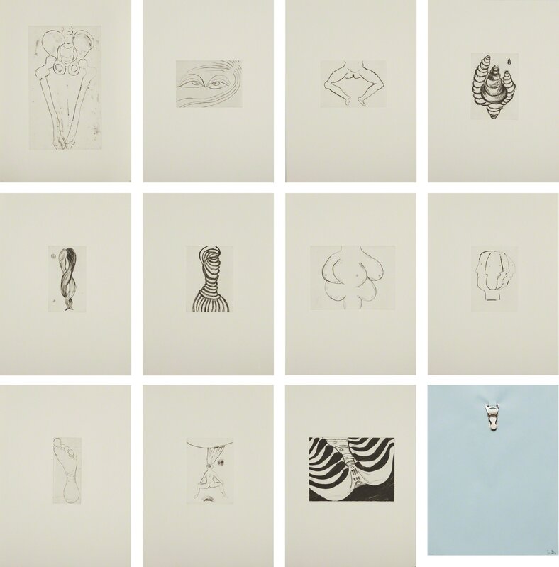 Louise Bourgeois, ‘Anatomy’, 1990, Print, The complete set of 12 prints, including 11 etchings and one multiple, on Somerset and blue wove paper, with full margins, all contained in the original mauve cloth-covered portfolio, Phillips