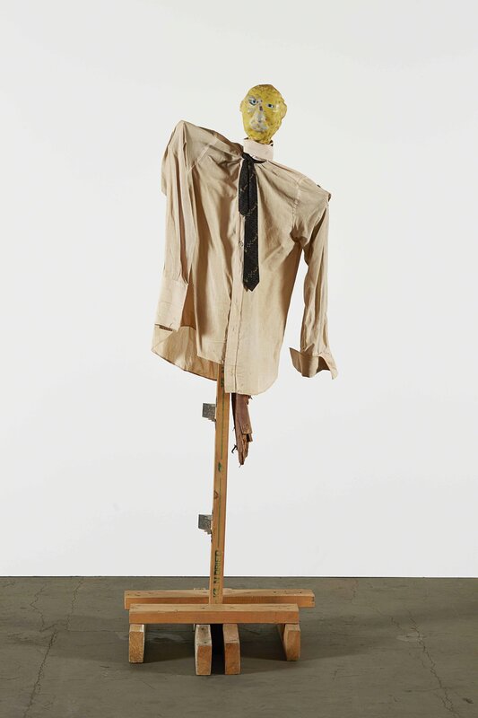 Jimmie Durham, ‘Ahead’, 1991, Sculpture, Pine, black walnut, metal, cotton shirt, tie, fiberglass, resin., Hammer Museum 