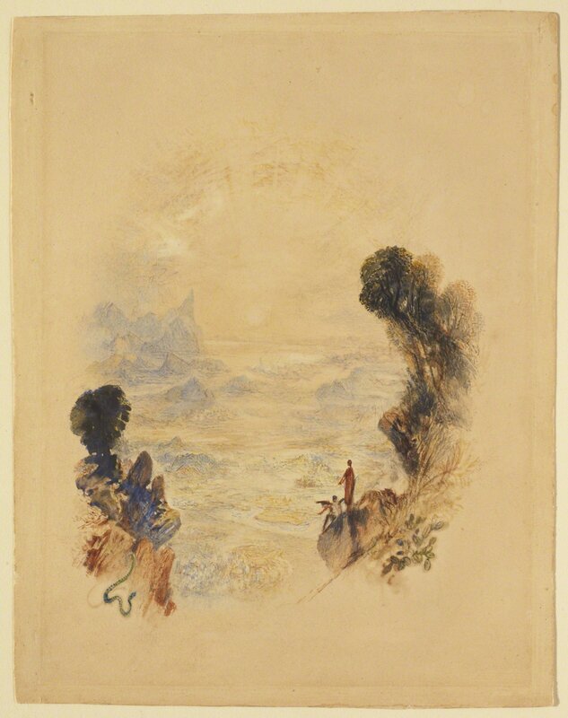J. M. W. Turner, ‘The Temptation of Christ on the Mountain’, ca. 1834, Drawing, Collage or other Work on Paper, Watercolor and gouache with graphite on cream wove paper, Clark Art Institute