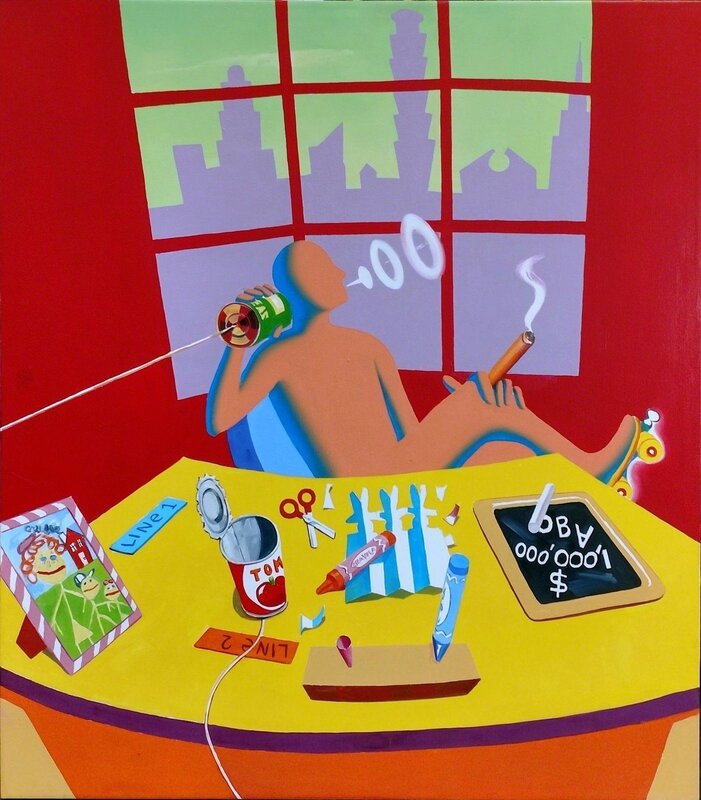 Mark Kostabi, ‘JUNIOR EXECUTIVE’, 1991, Painting, OIL ON CANVAS, Gallery Art