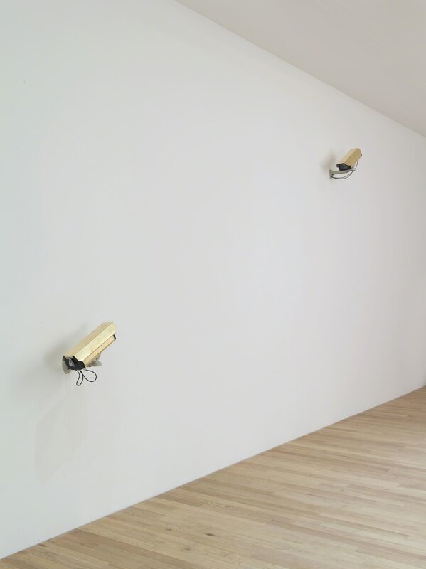 Addie Wagenknecht, ‘-r-xr-xr-x’, 2014, Other, Two surveillance cameras, gold leaf, bitforms gallery