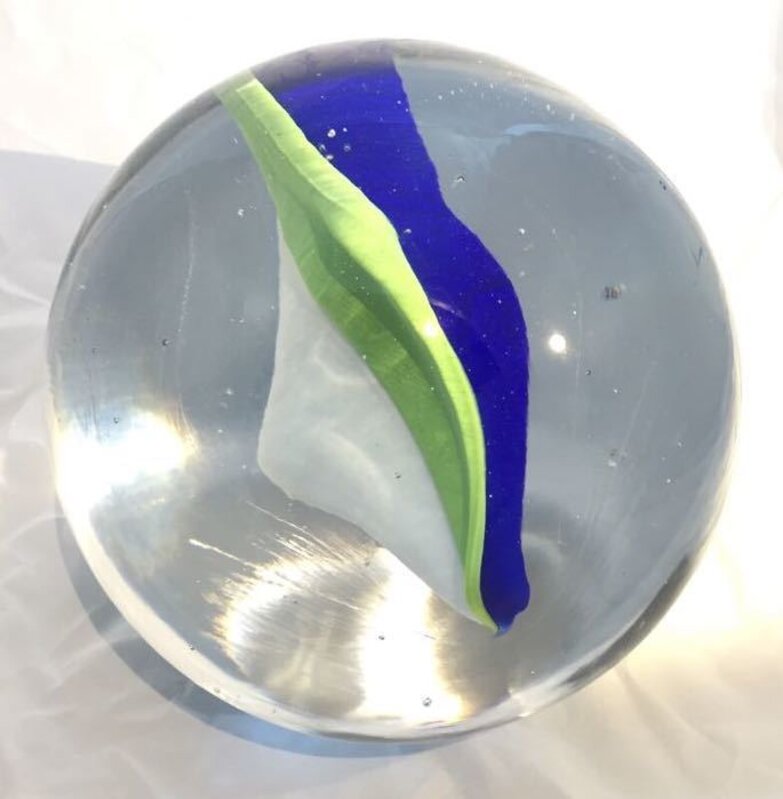Kosmosphaera, ‘Glass marble Nr. 89, seed green, lapis blue, opaline white’, 2017, Sculpture, Solid glass, OSME Fine Art