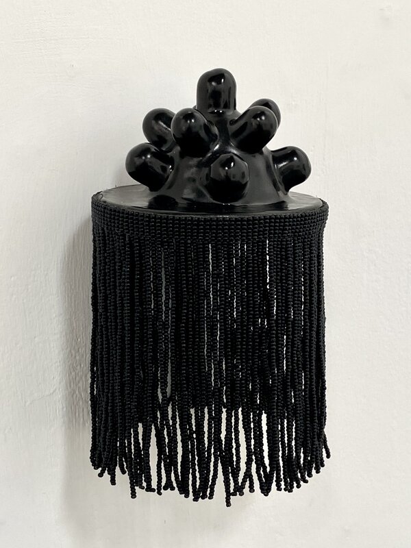 Lavialle Campbell, ‘Fringed (Black)’, 2002, Sculpture, Glazed cast earthenware with loomed Czech seed beads, Craig Krull Gallery
