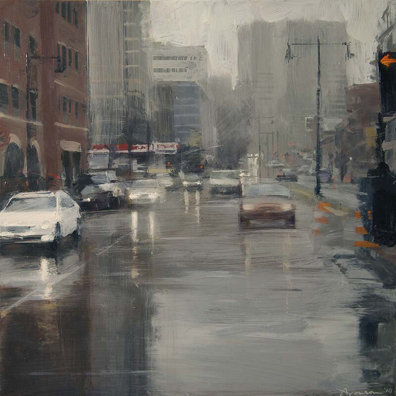 Ben Aronson, ‘Boston Rain’, 2018, Painting, Oil on panel, Alpha Gallery