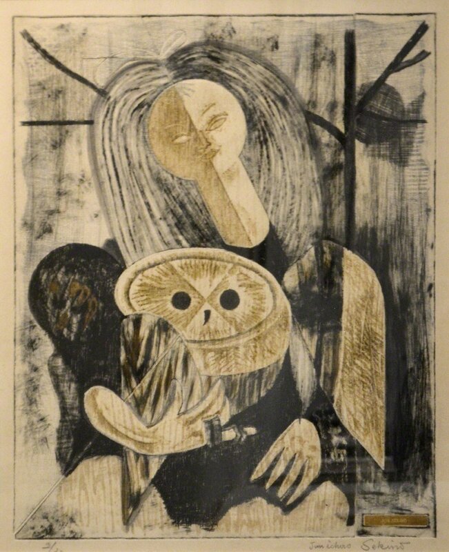 Junichiro Sekino, ‘Girl Holding Owl’, ca. 1960, Print, Woodblock Print, Ronin Gallery