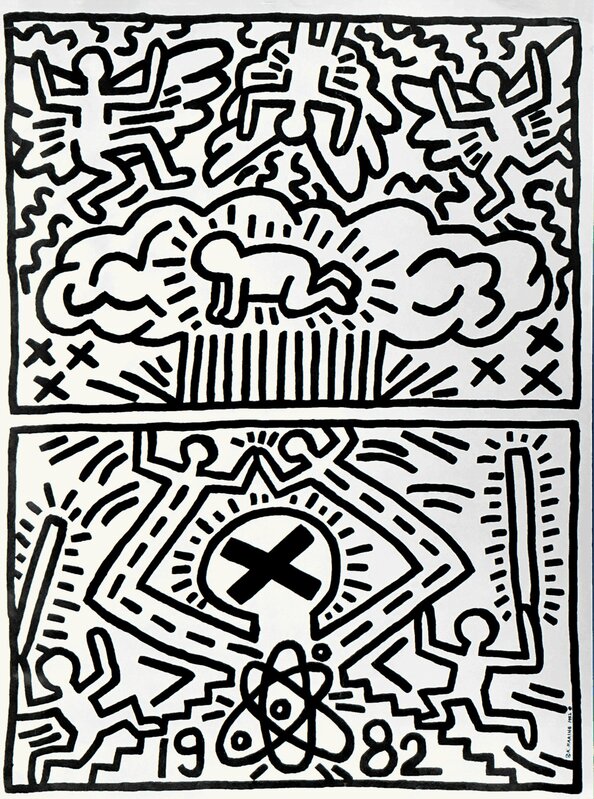 Keith Haring, ‘Keith Haring 1982 poster for Nuclear Disarmament (Keith Haring prints)’, 1982, Print, Offset lithograph, Lot 180 Gallery