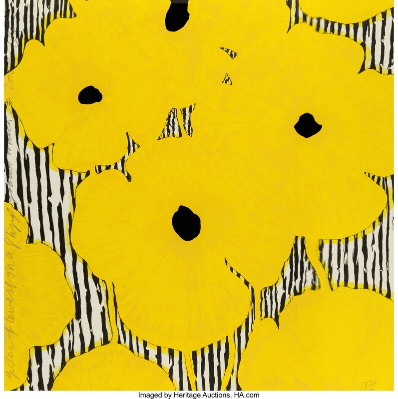 Donald Sultan, ‘Yellow Flowers on a stripped ground’, 2002, Print, Etching and woodcut with sprayed paper pulp in colors, on STPI hand made paper, Heritage Auctions
