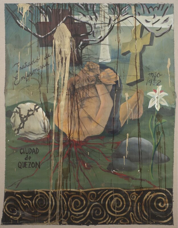 Manuel Ocampo, ‘Ciudad de Quezon / Tratado de Enfermiria’, Painting, Paint on Unstretched  Canvas, Mounted on Stretched Canvas, Samuel Freeman