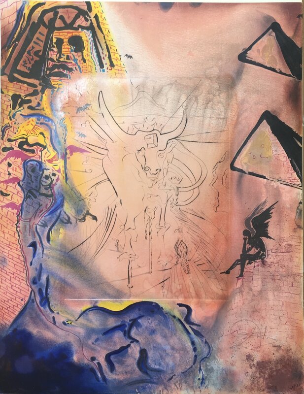 Salvador Dalí, ‘Moise et Monothéisme - Le reve de Moise (Dream of Moses)’, 1975, Drawing, Collage or other Work on Paper, Lithograph + engraving on soft glove sheepskin, Dali Paris
