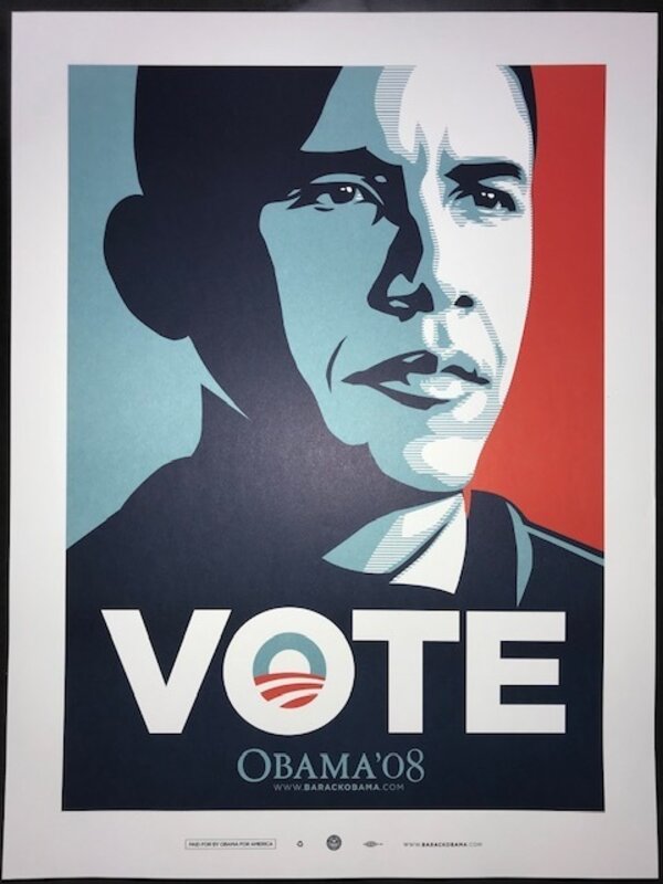 Shepard Fairey, ‘Shepard Fairey Obama "Vote" 2008 Artist's For Obama Campaign Political Art Print’, 2008, Print, Lithograph, New Union Gallery