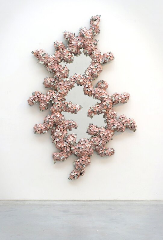 Barnaby Barford, ‘Mirror 'Avarice'’, 2013, Sculpture, Ceramic, decals, mirror, enamelled wire, wood frame, David Gill Gallery